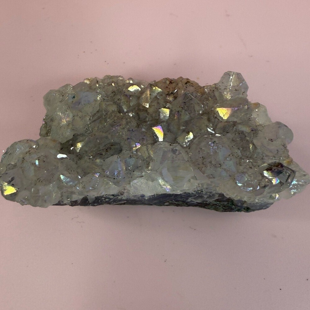 Iridescent Clear Crystal Cluster geode quartz angel aura